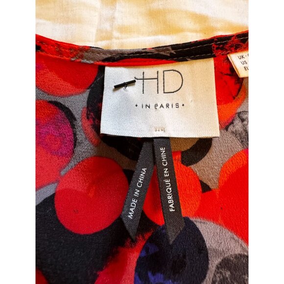 HD In Paris Anthropologie 100% Silk Blouse US 2 UK 06 Ruffle Peplum Polka Dot - Picture 4 of 8